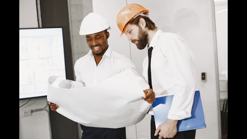 Deux ingénieurs coordonnant des plans de plusieurs lots techniques